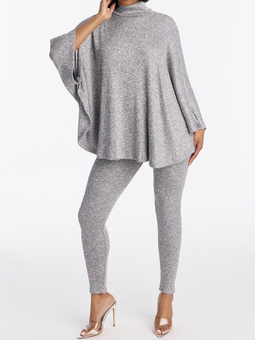 Cozy Knit Grey Lounge Pants & Tunic Set